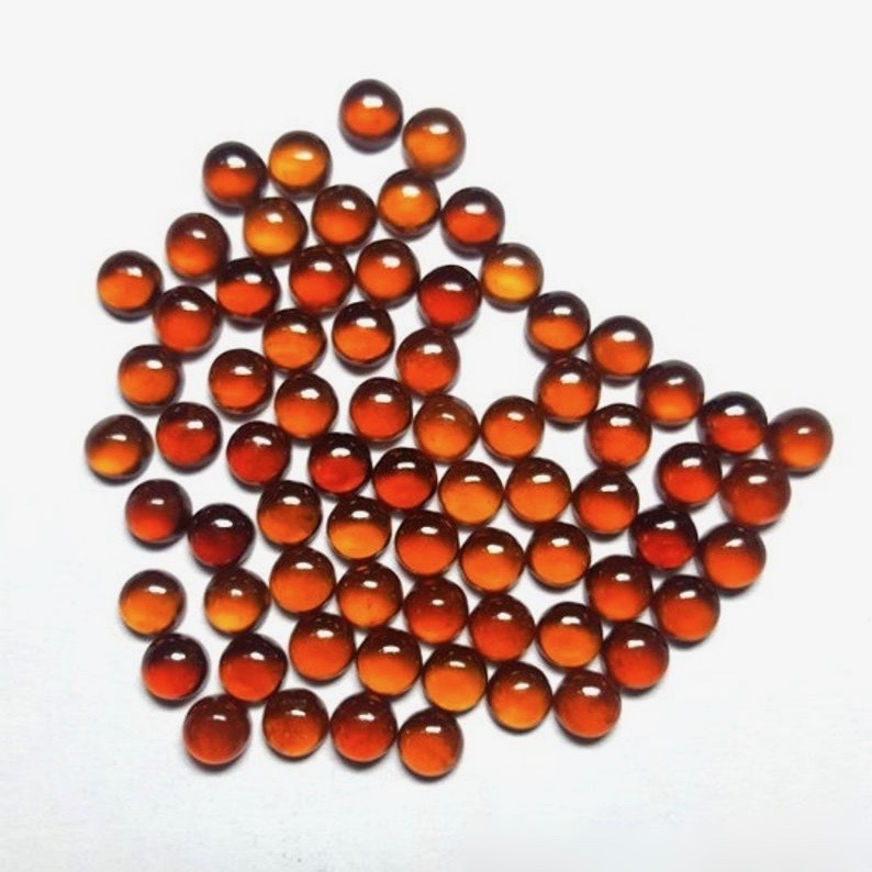 4mm Hessonite Garnet Round Cabochon Loose Gemstones