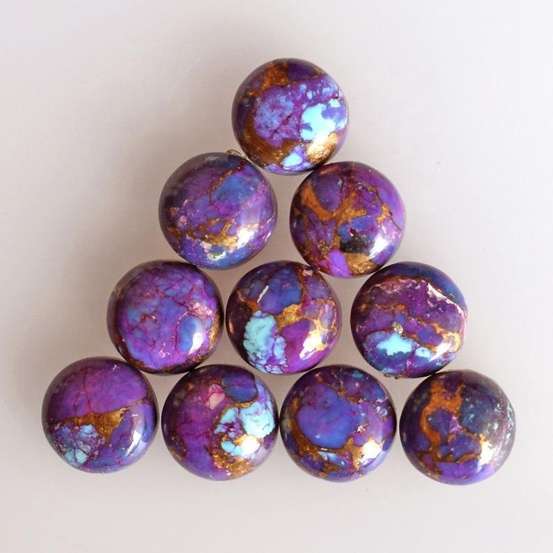 7mm purple Copper Turquoise Round Cabochon Loose Gemstones