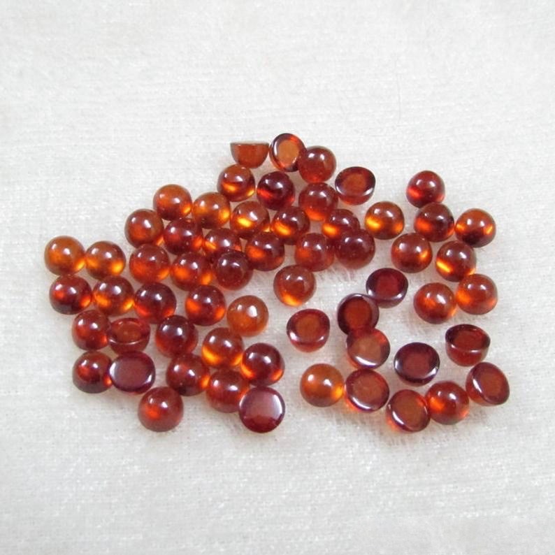5mm Hessonite Garnet Round Cabochon Loose Gemstones