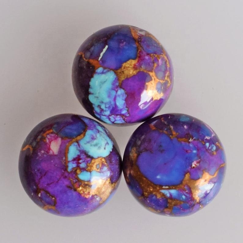 11mm purple Copper Turquoise Round Cabochon Loose Gemstones