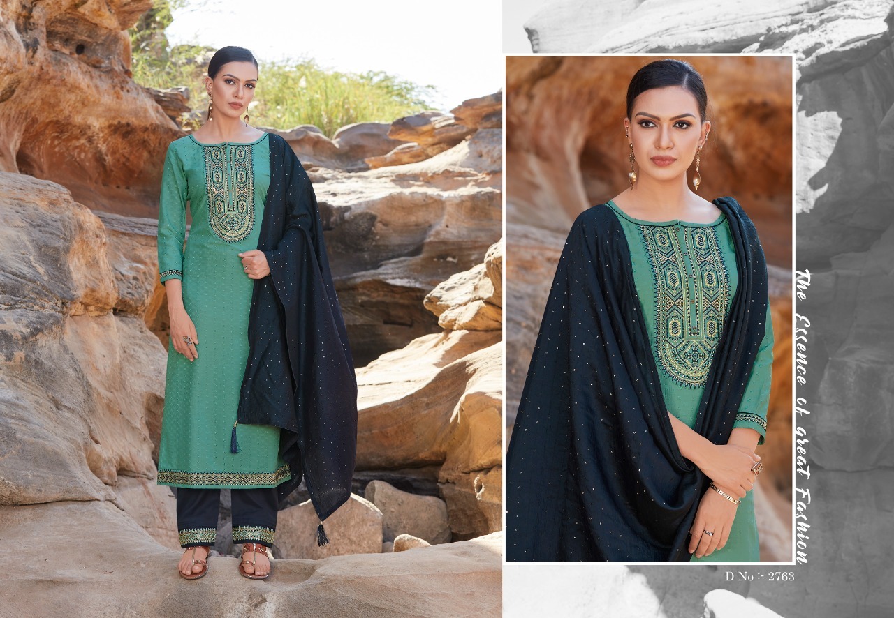 Rangoon Gazal Silk Weaving Buti And Siquence Work Readymade Suit Catalog