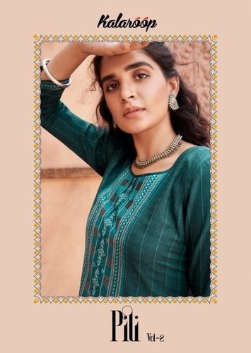 Kalaroop Pili Vol 2 Linen With Work Fancy Kurti Catalog