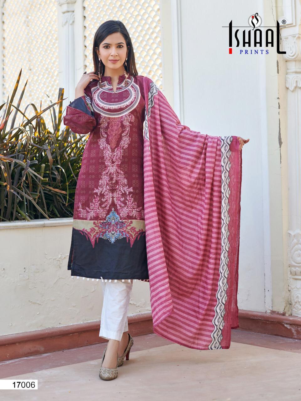 Ishaal Prints Gulmohar Vol 17 Lawn Cotton Karachi Dress Material Catalog