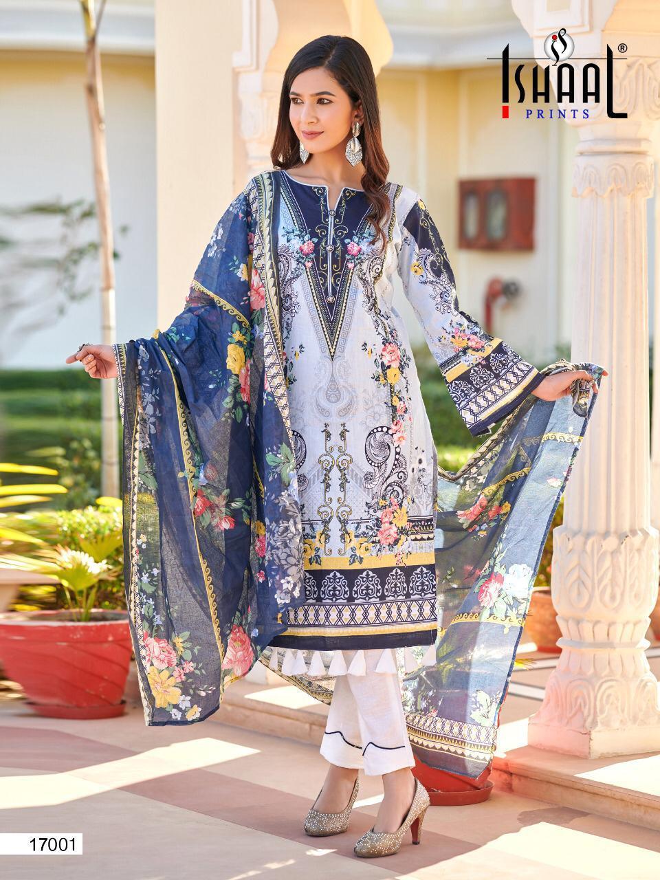 Ishaal Prints Gulmohar Vol 17 Lawn Cotton Karachi Dress Material Catalog