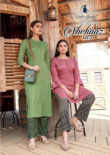 Ladies Flavour Shehnaz Vol 2 Rayon Dobby Kurti With Bottom Catalog