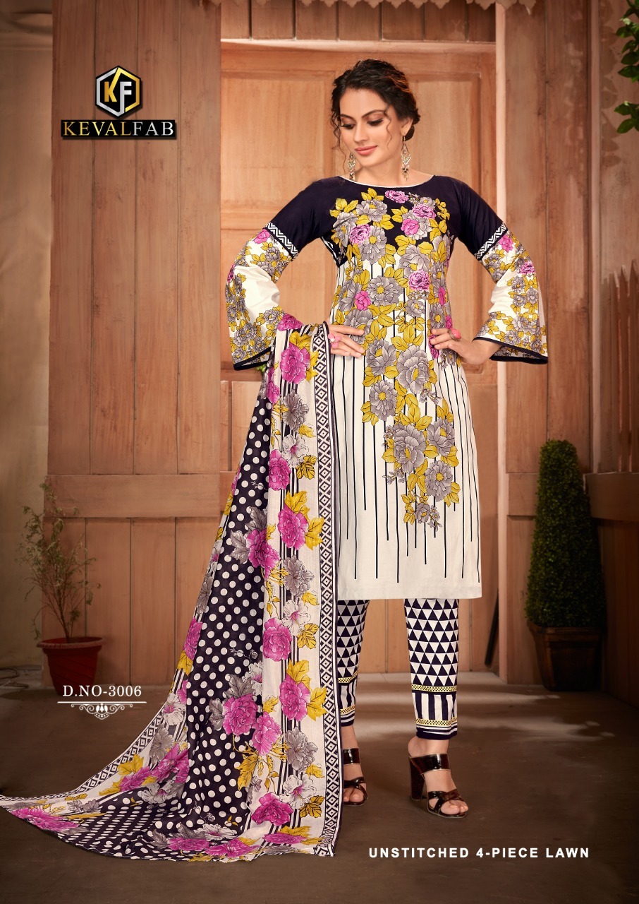 Keval Fab Sobia Nazir Vol 3 Pure Lawn Karachi Printed Dress Material Catalog
