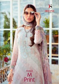 Deepsy Suits Maria B M Print Cotton With Embroidery Work Dress Material Catalog