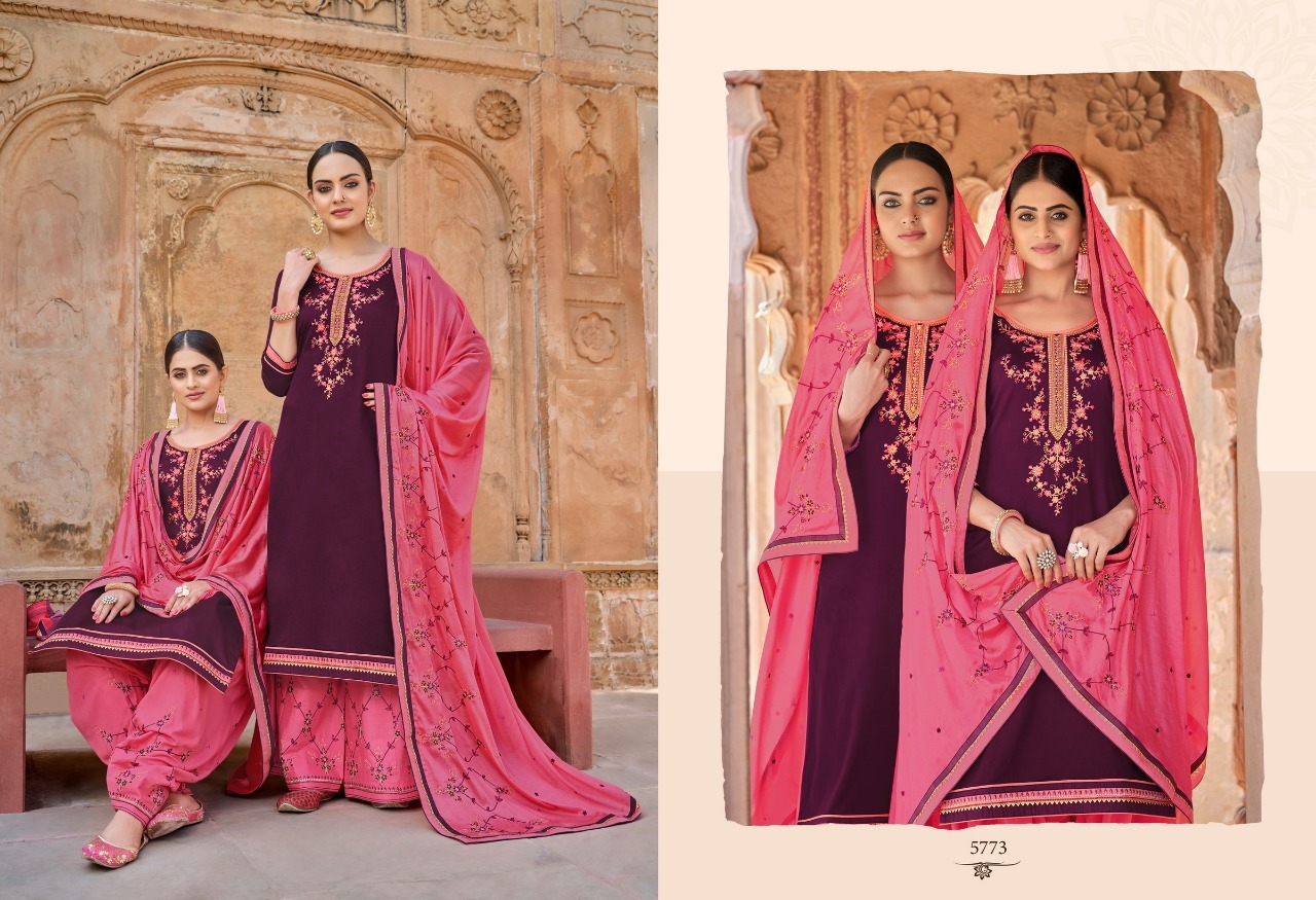 Kessi Fabrics Panetar By Patiyala Jam Silk With Embroidery Work Dress Material Catalog