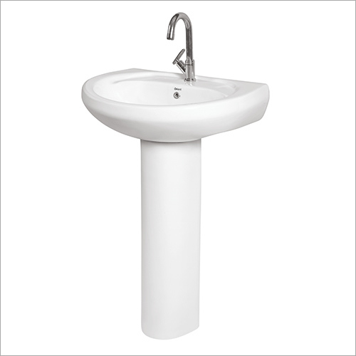 Plain White Ceramic Pedestal Wash Basin