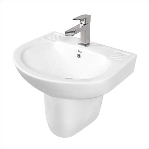 Floor Mounted White Half Pedestal Wash Basin