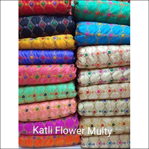 Katli Flower Multi Embroidery fabric