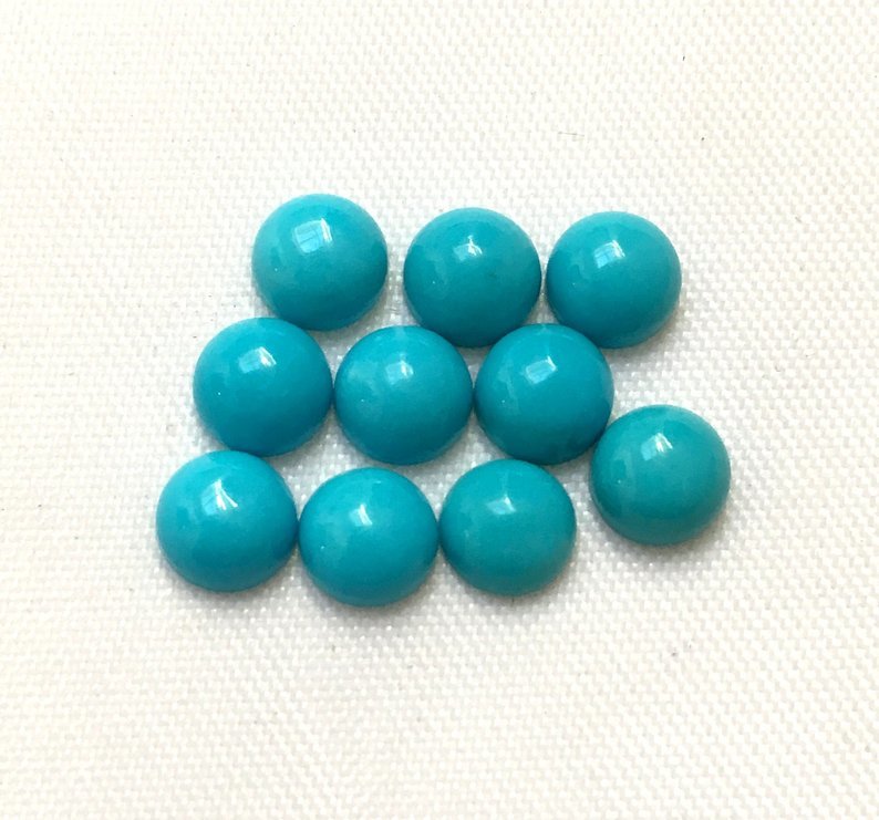 7mm Sleeping Beauty Turquoise Round Cabochon Loose Gemstones