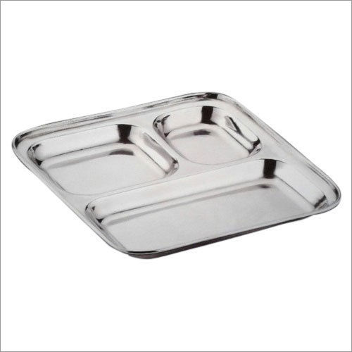 Silver Stainless Steel Compartment Plate