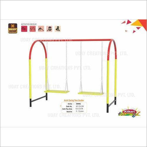 Playground Swing Arch Two Seater - Metal, 4.0x2.5m, Red | EN 1176 Certified, Durable Frame, Easy Assembly