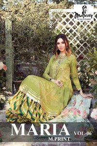 Majesty Maria M Print Vol 6 Jam Silk Print With Patch Work Pakistani Suit Catalog