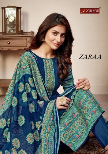 Roli Moli Zaara Printed Cotton With Work Dress Material Catalog