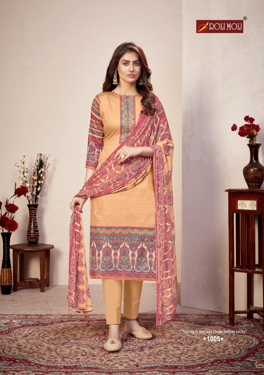 Roli Moli Zaara Printed Cotton With Work Dress Material Catalog