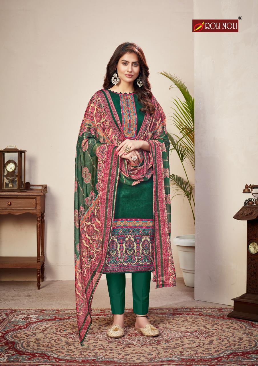 Roli Moli Zaara Printed Cotton With Work Dress Material Catalog