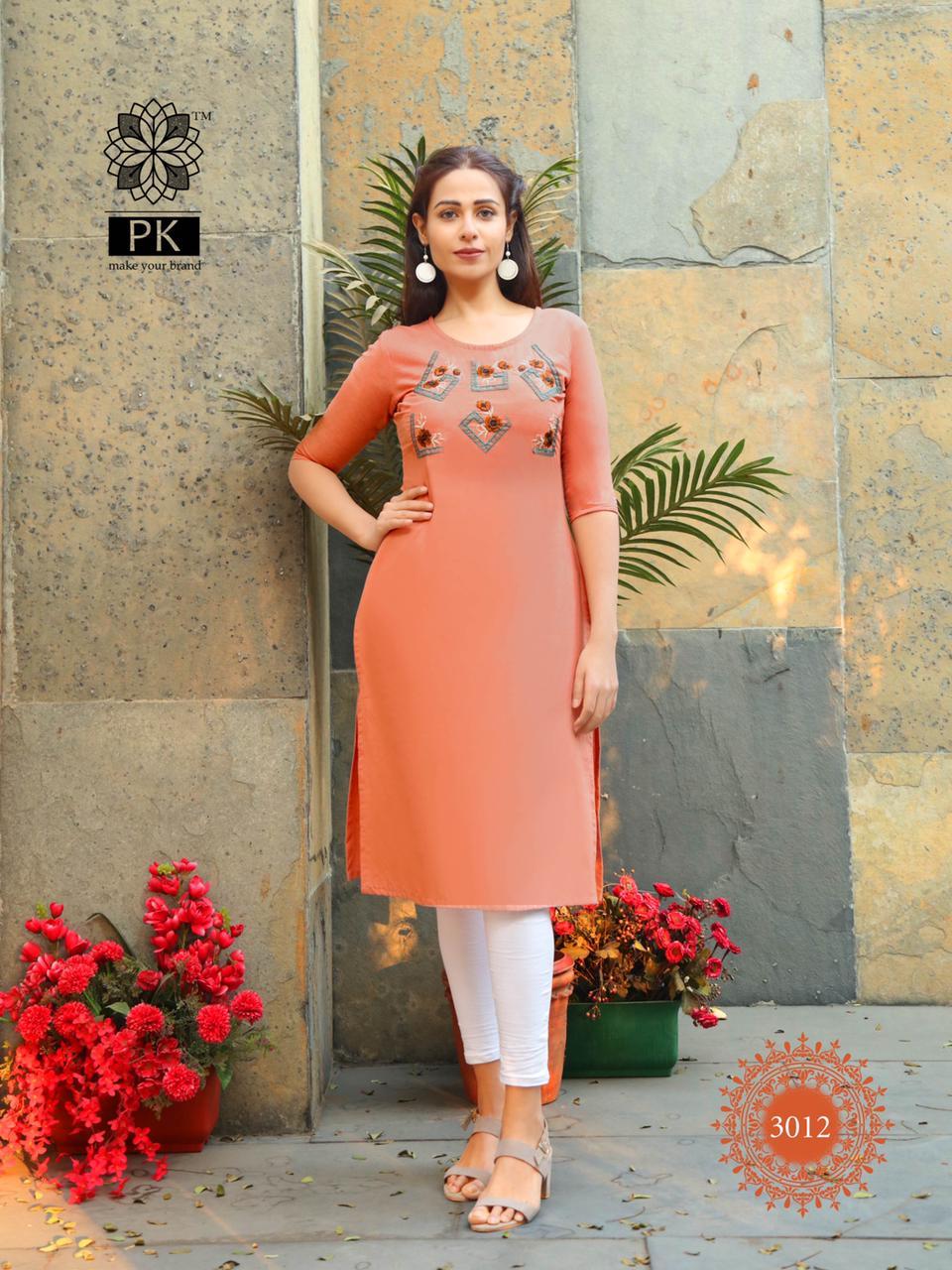 Aradhana Fashion Rainbow Vol 3 Embroidery Work Cotton Kurti Catalog