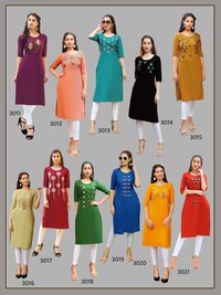 Aradhana Fashion Rainbow Vol 3 Embroidery Work Cotton Kurti Catalog