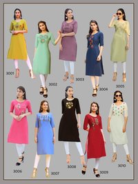 Aradhana Fashion Rainbow Vol 3 Embroidery Work Cotton Kurti Catalog