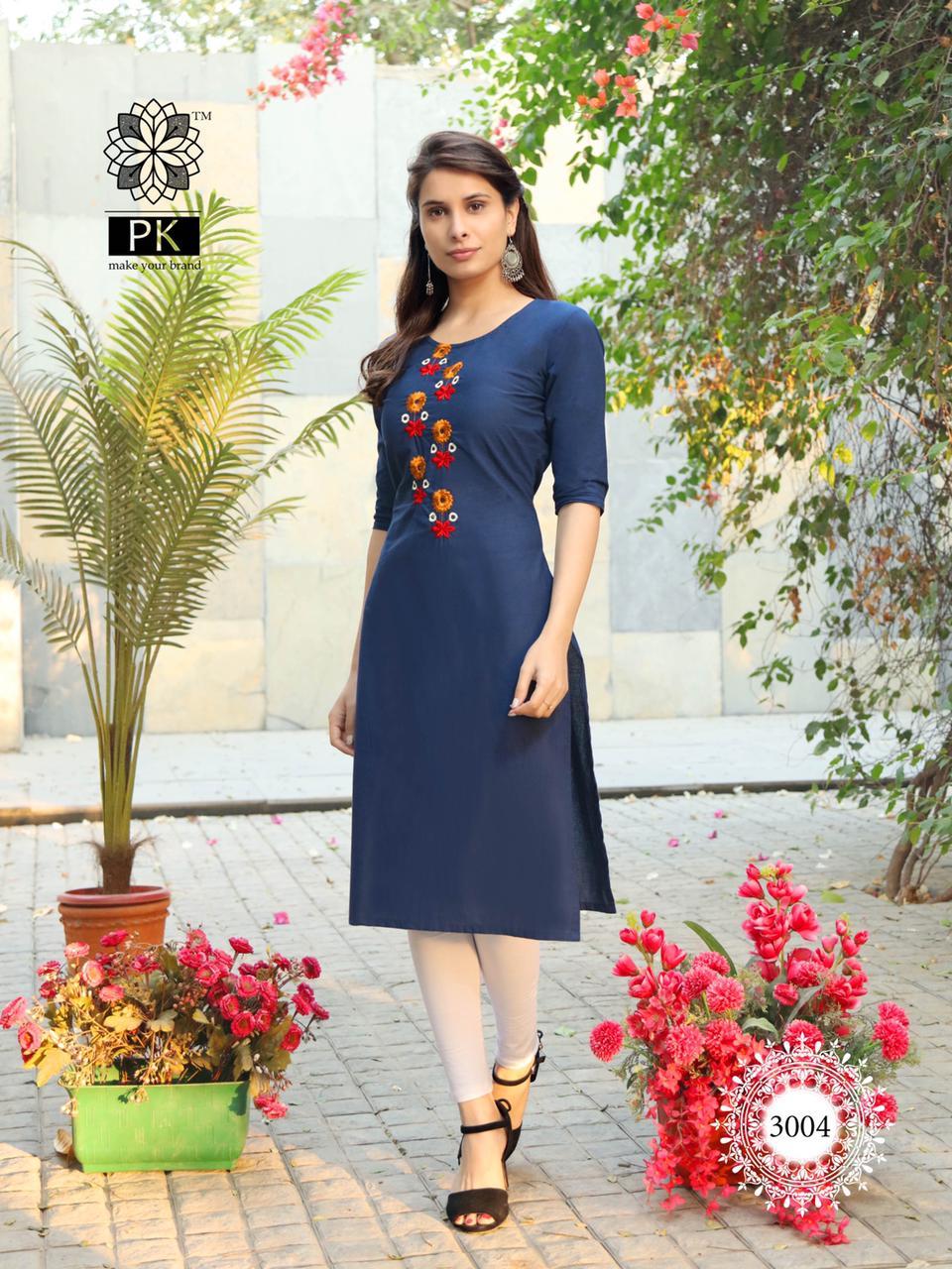 Aradhana Fashion Rainbow Vol 3 Embroidery Work Cotton Kurti Catalog