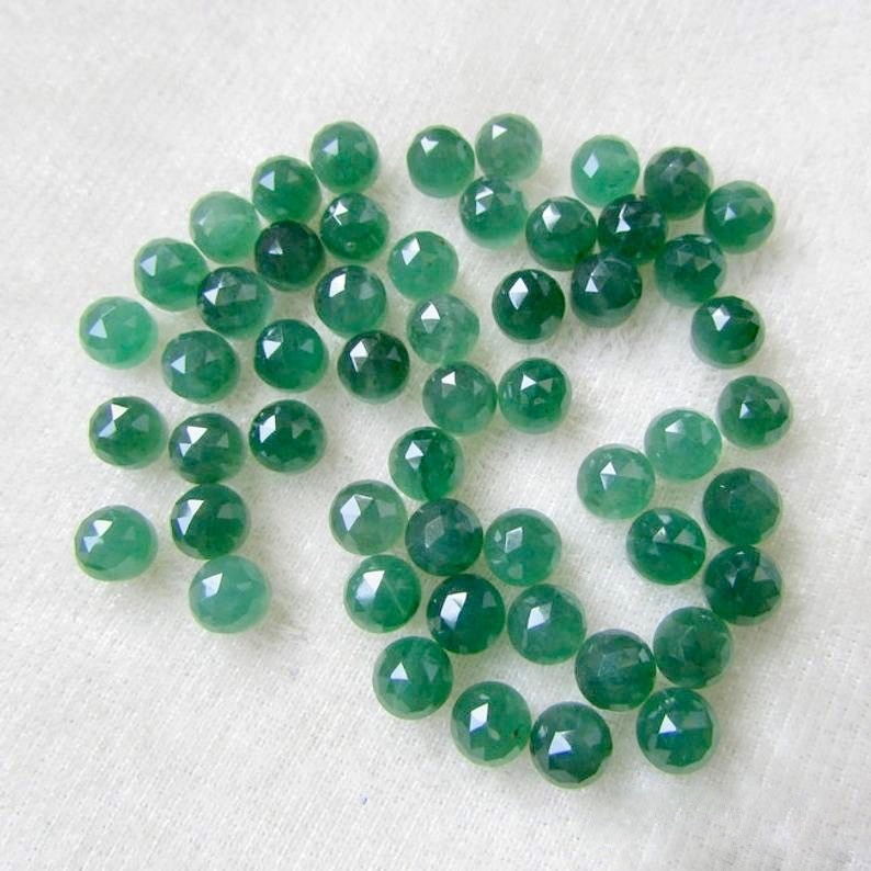 10mm Green Aventurine Rose Cut Round Loose Gemstones