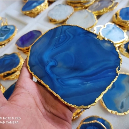Blue Agate Slices With Engraving