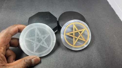 Selenite Star Engraving disc slices