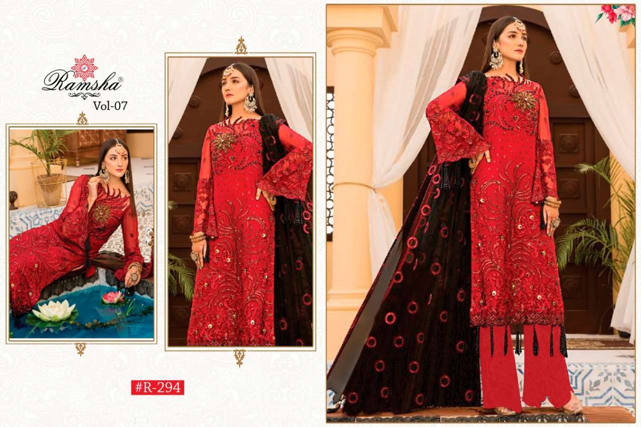 Ramsha Vol 7 Georgette Net Embroidered Pakistani Suit Catalog