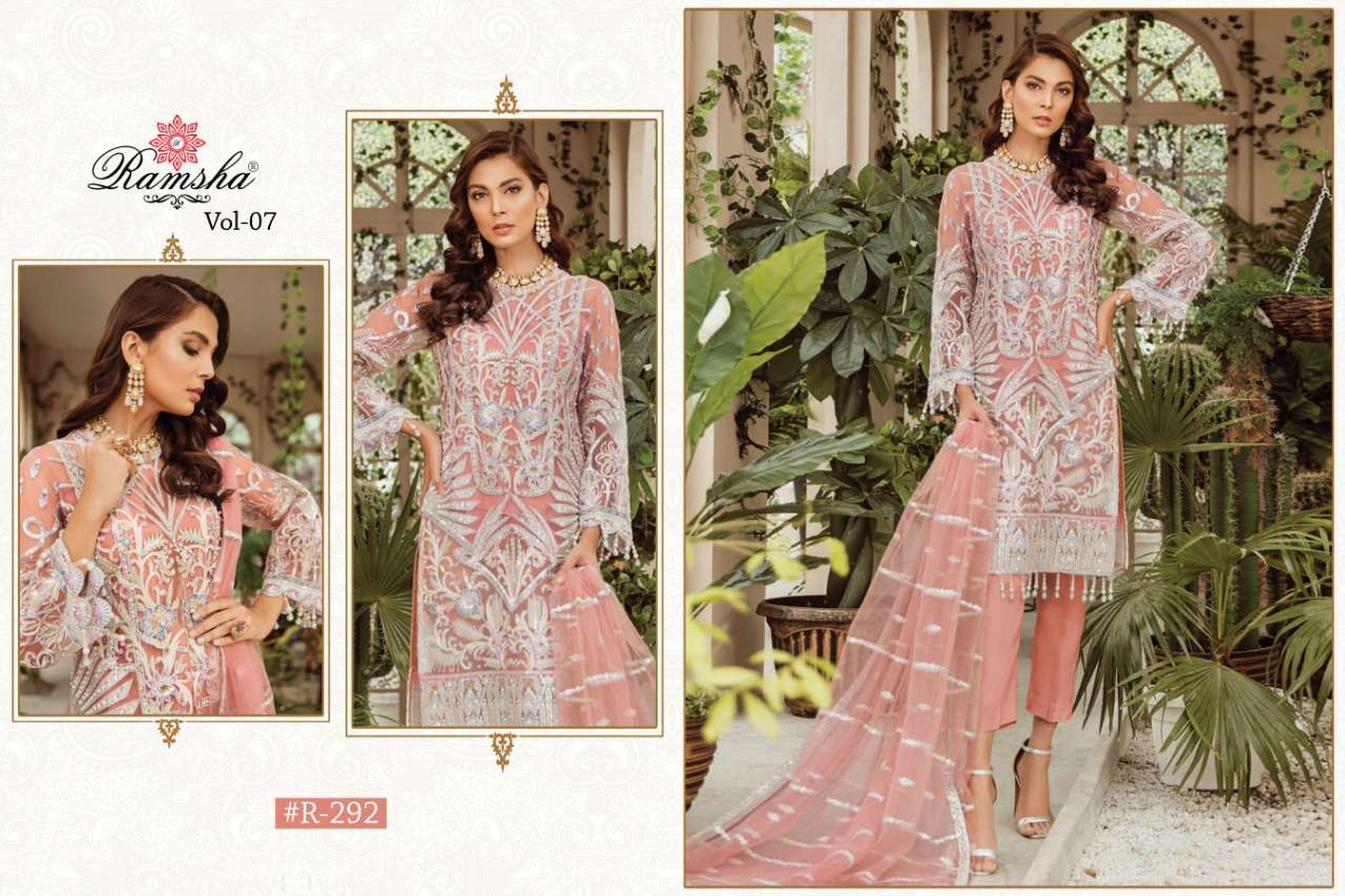 Ramsha Vol 7 Georgette Net Embroidered Pakistani Suit Catalog