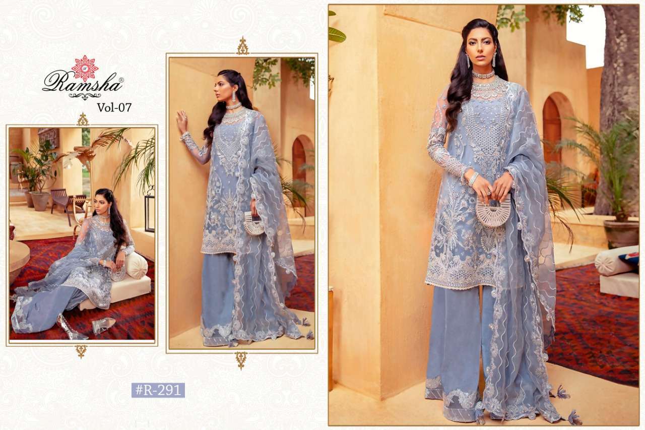 Ramsha Vol 7 Georgette Net Embroidered Pakistani Suit Catalog