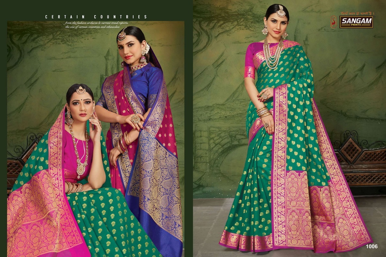 Sangam Prints Kanchipuram Handloom Weaving Silk Saree Catalog