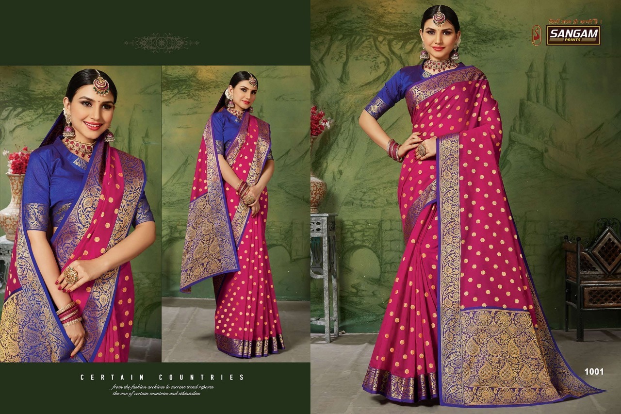 Sangam Prints Kanchipuram Handloom Weaving Silk Saree Catalog