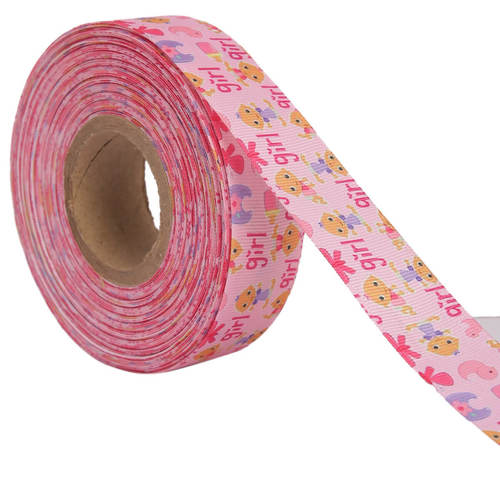 Baby Shower Pink Girl 25mm/1'' Inch Gross Grain Ribbon