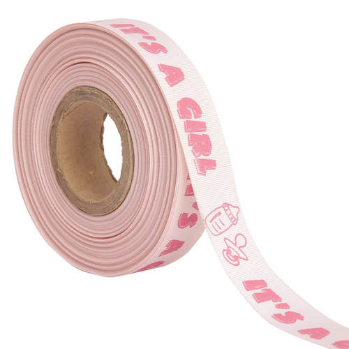 Its a Girl 25mm/1'' Inch Gross Grain Ribbon