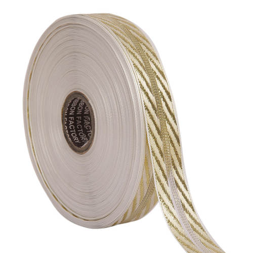 Lurex Gold Jali Diagonal Patti Ribbons 25 mm/1'' Inch Ribbon