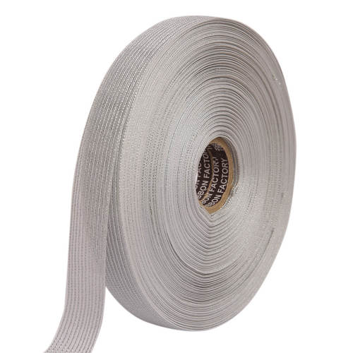 Lurex  Silver Stripe Edge Ribbons 25mm/1'' Inch 20mtr Length