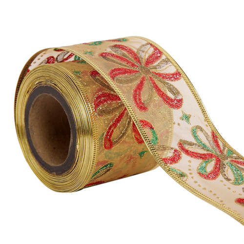 Lurex a   Christmas Flowers Ribbons  50mm /2' Inch-10mtr Length