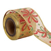 Lurex A   Christmas Flowers Ribbons  50mm /2'' Inch-10mtr Length