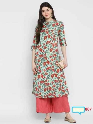 Cotton Kurtis With Chinese Collar