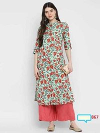 Cotton Kurtis With Chinese Collar