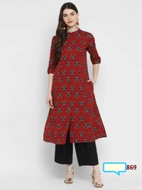 Cotton Kurtis With Chinese Collar