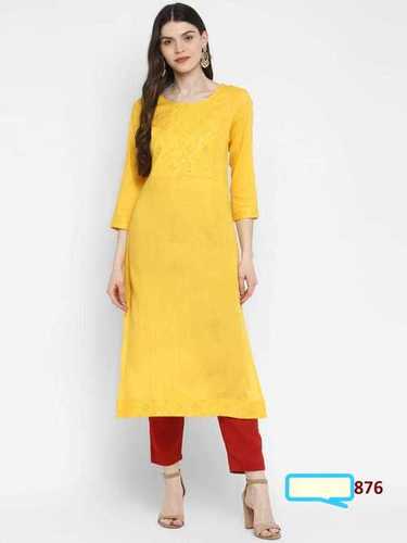 Rayon Kurtis With Sequence Work Length: 45 Inch (In)