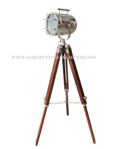 Nautical Spotlight with Wooden Tripod Stand