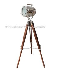 Nautical Spotlight with Wooden Tripod Stand