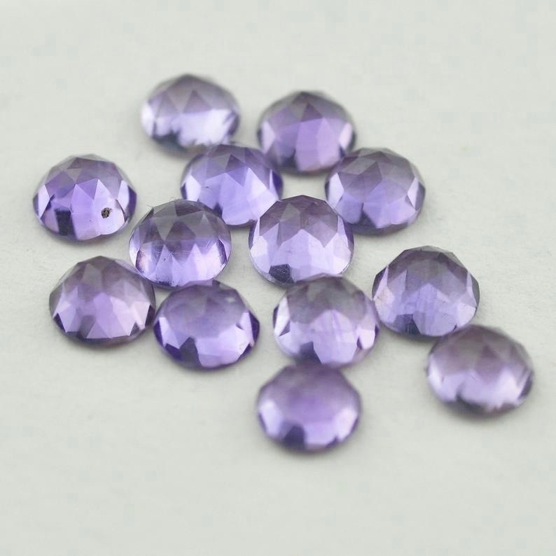 9mm Brazil Amethyst Rose Cut Round Loose Gemstones