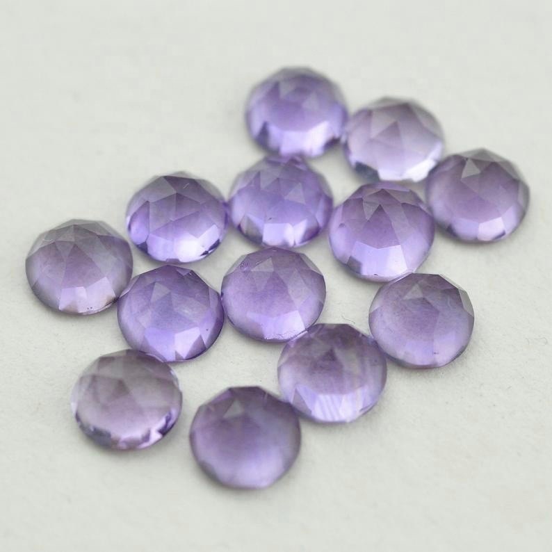 9mm Brazil Amethyst Rose Cut Round Loose Gemstones