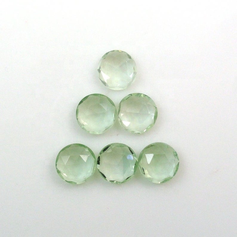 4mm Green Amethyst Rose Cut Round Loose Gemstones