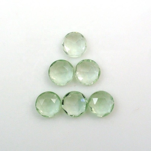 5mm Green Amethyst Rose Cut Round Loose Gemstones